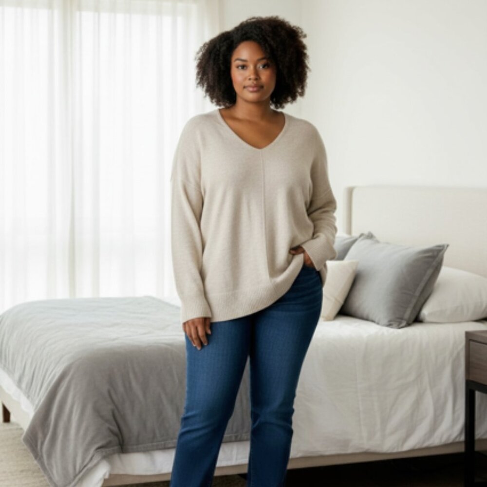 4X - NWT Womens Cozy Ribbed Pullover - Auden - Oatmeal